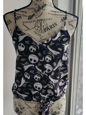 Disney The Nightmare Before Christmas Woven Tank w Jack & Zero All Over Print S